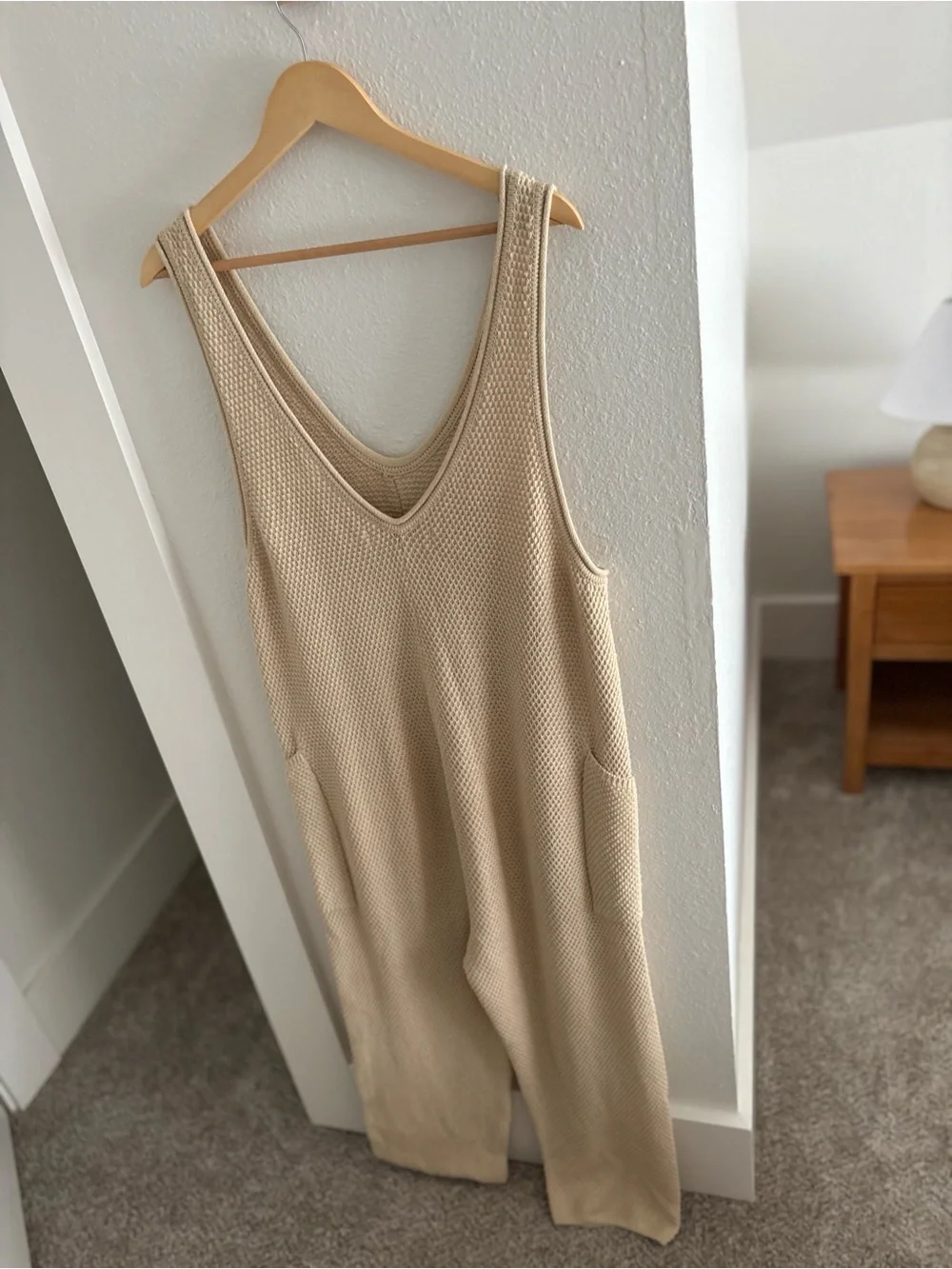 Free People Beach Cream Knit Tank Jumpsuit